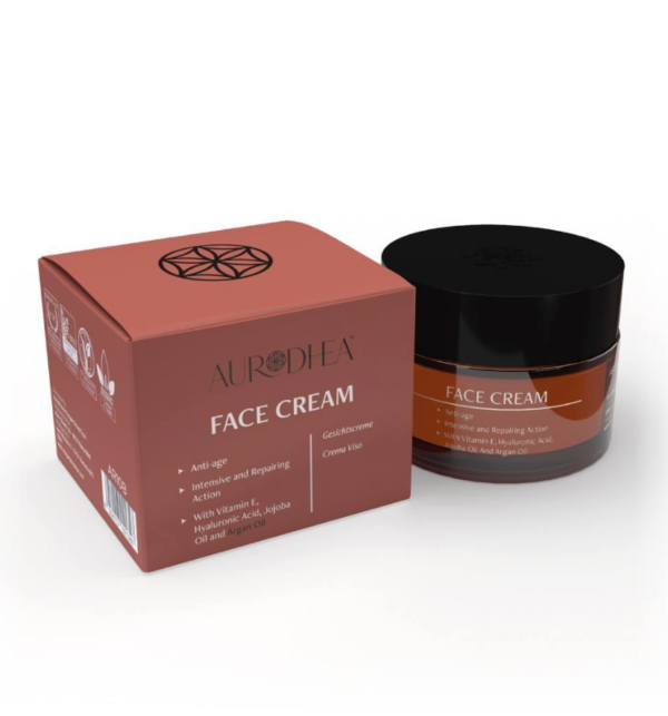 Gesichtscreme mit Arganöl - 50 ml Angereichert mit Hyaluronsäure, Vitamin E & Jojobaöl
