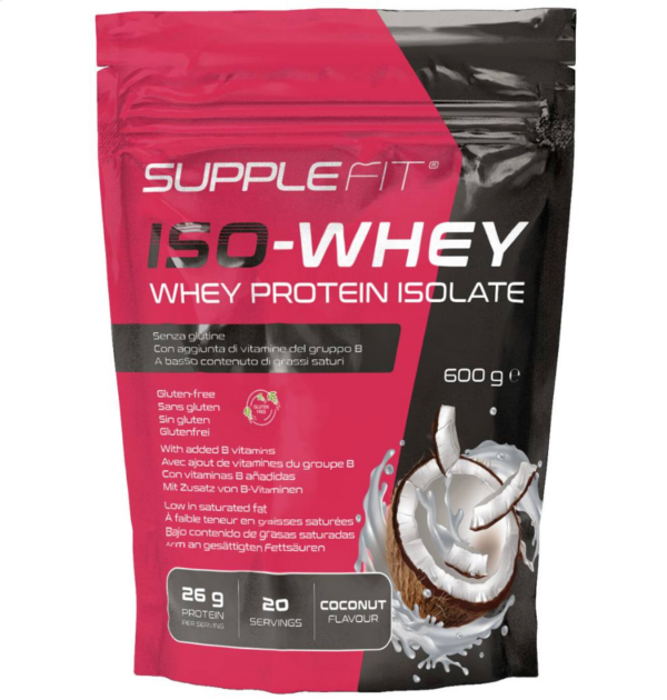 SuppleFit Iso-Whey, Kokosgeschmack - 600 g Mit Magnesium und Präbiotika