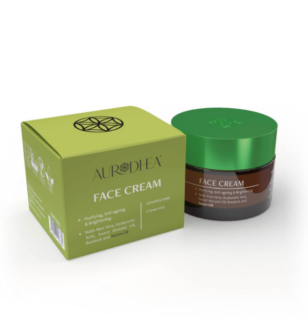 Gesichtscreme mit Neemöl - 50 ml Angereichert mit Aloe Vera, Hyaluronsäure, großer Klette & Süßmandelöl